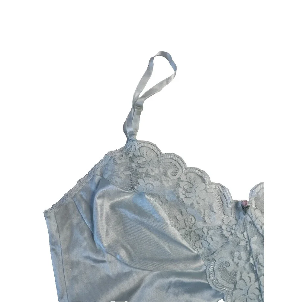 Vtg Babydoll Union‎ Made Cami Top Blue Fairy Ethereal Lingerie Lace Coquette 38 - Picture 3 of 9